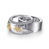 14K Yellow Gold and 925 Sterling Silver Bujukan White Sapphire Clover Smart Ring Enhancer