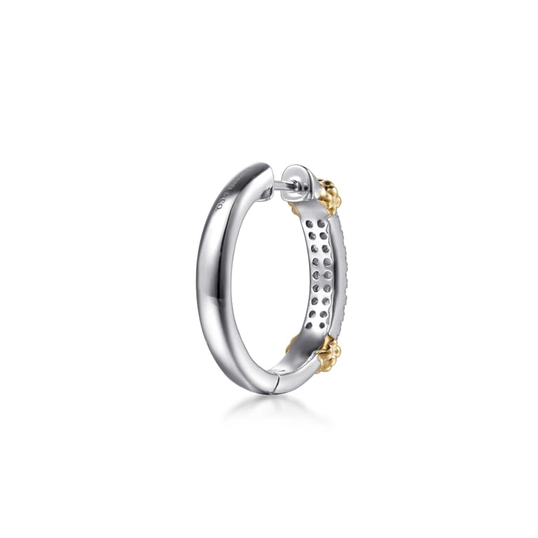 14K Yellow Gold and 925 Sterling Silver Bujukan White Sapphire Hoops - Shot 2