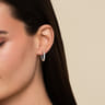14K Yellow Gold and 925 Sterling Silver Bujukan White Sapphire Hoops