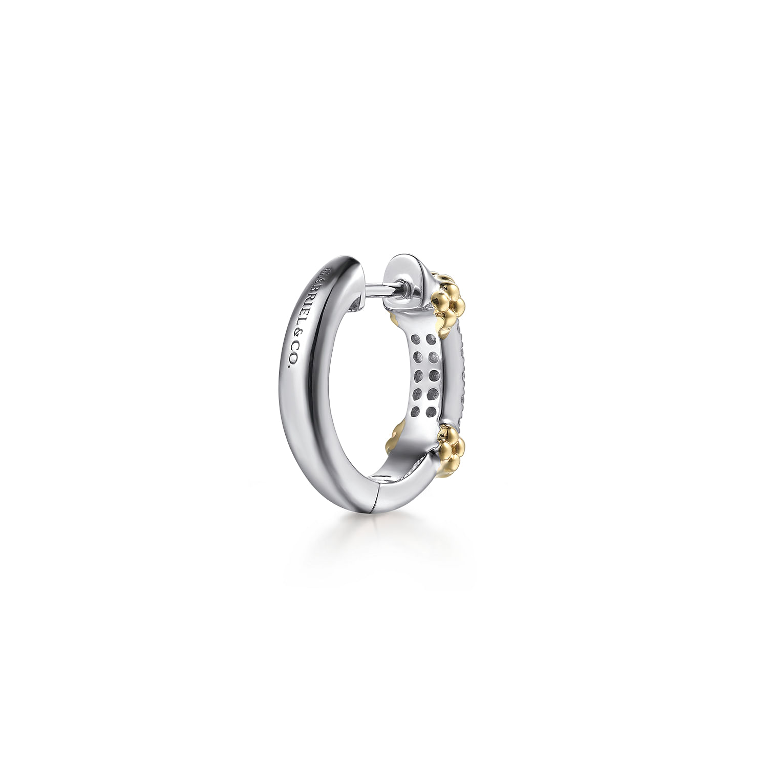 14K Yellow Gold and 925 Sterling Silver Bujukan White Sapphire Huggie Earrings