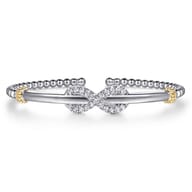 14K Yellow Gold and 925 Sterling Silver Bujukan White Sapphire Infinity Cuff Bracelet