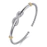 14K Yellow Gold and 925 Sterling Silver Bujukan White Sapphire Infinity Cuff Bracelet