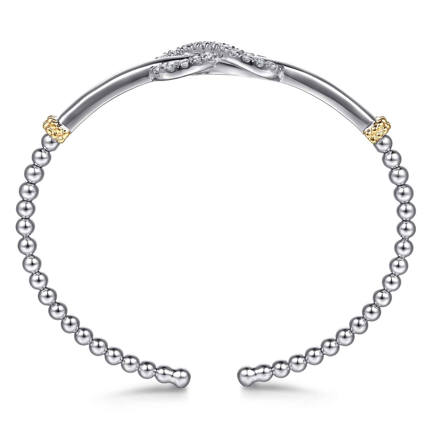 14K Yellow Gold and 925 Sterling Silver Bujukan White Sapphire Infinity Cuff Bracelet