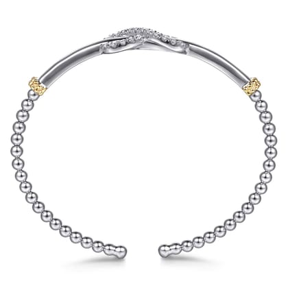 14K Yellow Gold and 925 Sterling Silver Bujukan White Sapphire Infinity Cuff Bracelet