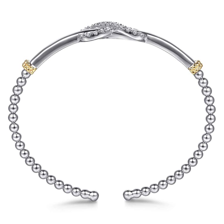 14K Yellow Gold and 925 Sterling Silver Bujukan White Sapphire Infinity Cuff Bracelet - Shot 3