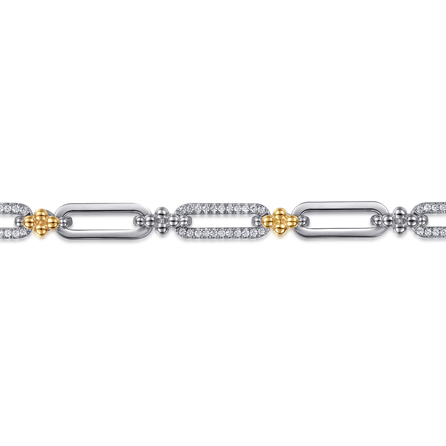 14K Yellow Gold and 925 Sterling Silver Bujukan White Sapphire Link Chain Bracelet - Shot 2