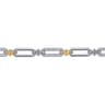 14K Yellow Gold and 925 Sterling Silver Bujukan White Sapphire Link Chain Bracelet