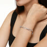 14K Yellow Gold and 925 Sterling Silver Bujukan White Sapphire Link Chain Bracelet