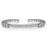 14K Yellow Gold and 925 Sterling Silver Bujukan White Sapphire Open Bangle Bracelet