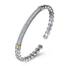 14K Yellow Gold and 925 Sterling Silver Bujukan White Sapphire Open Bangle Bracelet