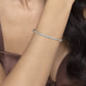 14K Yellow Gold and 925 Sterling Silver Bujukan White Sapphire Open Bangle Bracelet