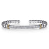 14K Yellow Gold and 925 Sterling Silver Bujukan White Sapphire Open Bangle Bracelet