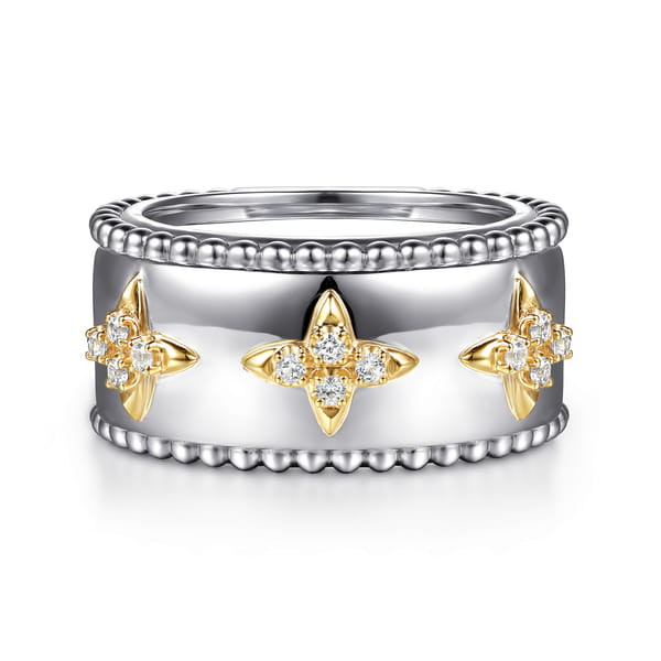 Bujukan White Sapphire Oura Ring in Gold and Silver