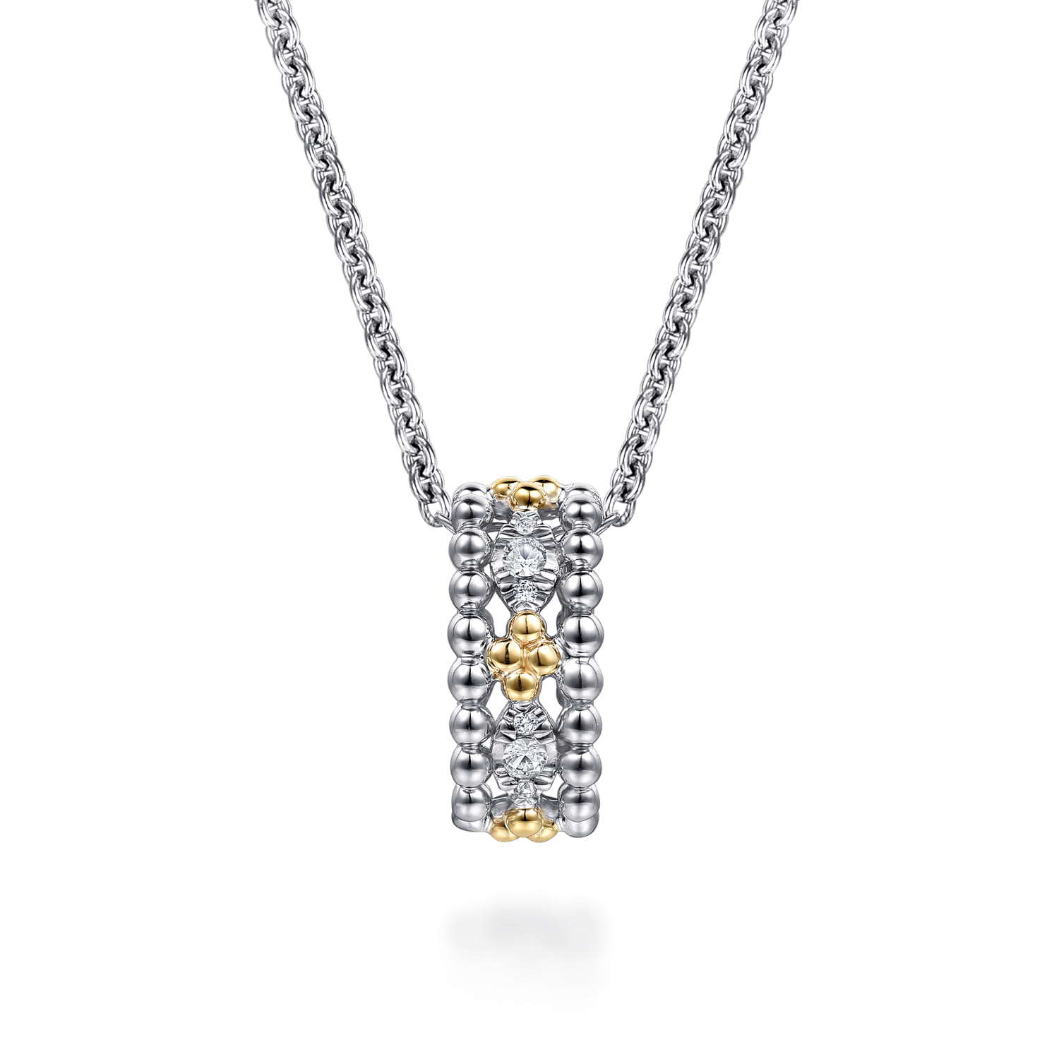 14K Yellow Gold and 925 Sterling Silver Bujukan White Sapphire Pendant Necklace - Shot 1