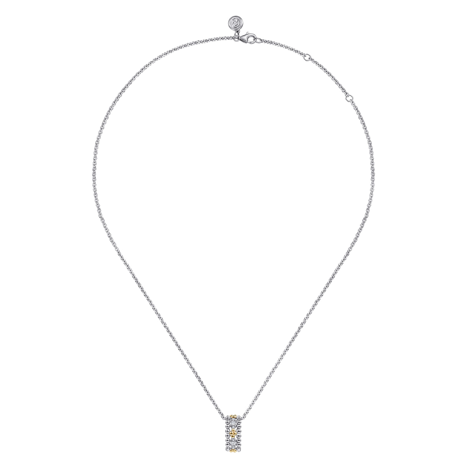 14K Yellow Gold and 925 Sterling Silver Bujukan White Sapphire Pendant Necklace - Shot 2