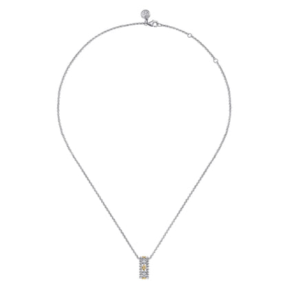 14K Yellow Gold and 925 Sterling Silver Bujukan White Sapphire Pendant Necklace