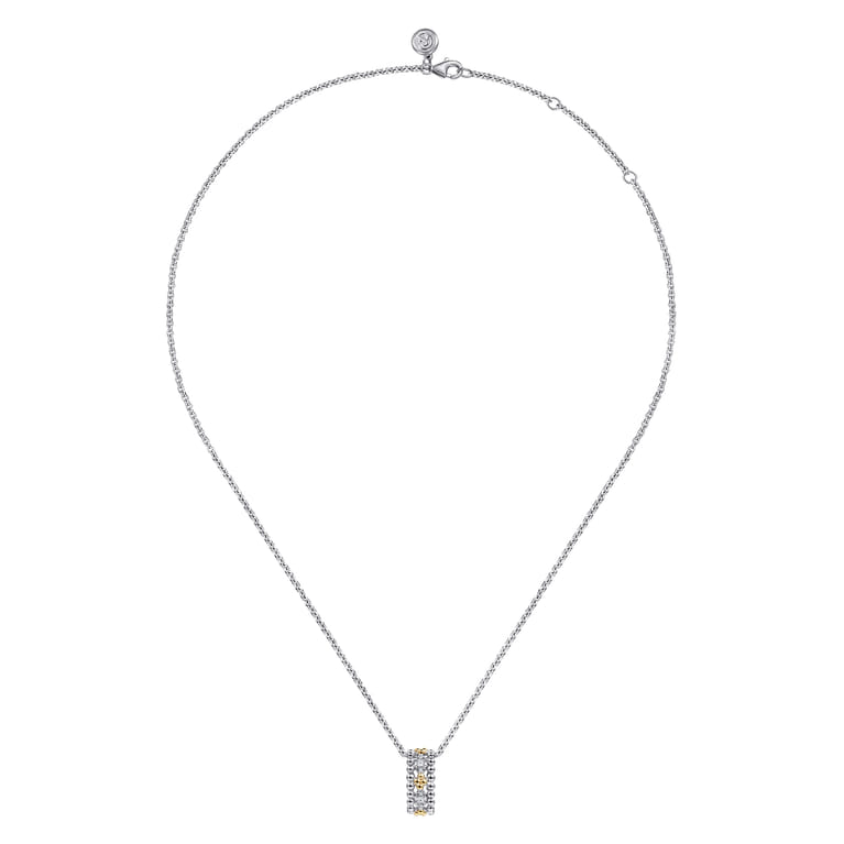 14K Yellow Gold and 925 Sterling Silver Bujukan White Sapphire Pendant Necklace - Shot 2