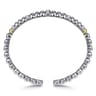 14K Yellow Gold and 925 Sterling Silver Bujukan White Sapphire Scallop Open Bangle Bracelet