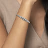 14K Yellow Gold and 925 Sterling Silver Bujukan White Sapphire Scallop Open Bangle Bracelet