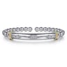 14K Yellow Gold and 925 Sterling Silver Bujukan White Sapphire Split Bangle Bracelet