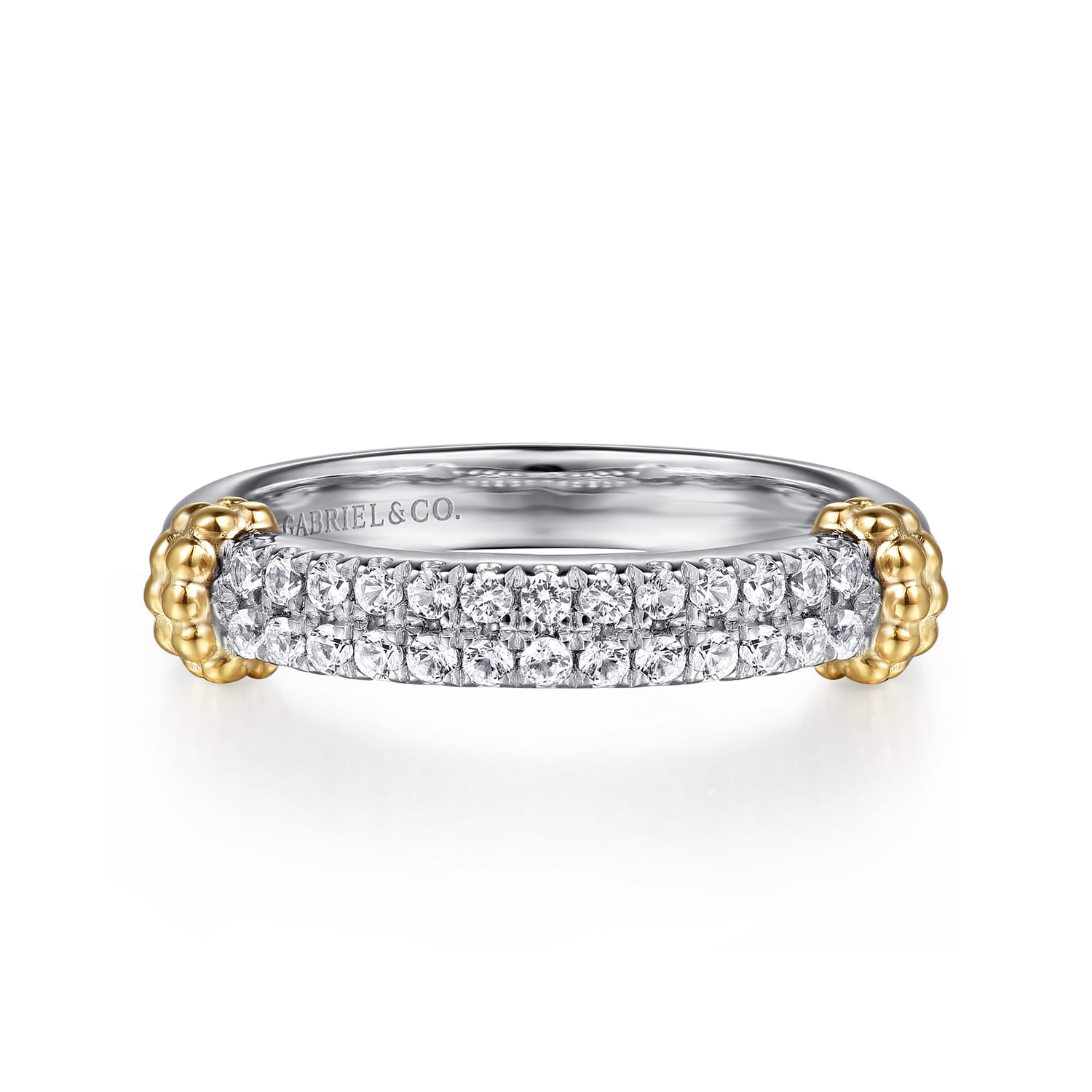14K Yellow Gold and 925 Sterling Silver Bujukan White Sapphire Stackable Ring - Shot 1