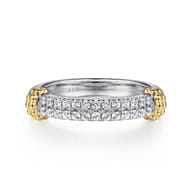 14K Yellow Gold and 925 Sterling Silver Bujukan White Sapphire Stackable Ring