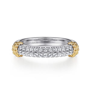 14K Yellow Gold and 925 Sterling Silver Bujukan White Sapphire Stackable Ring