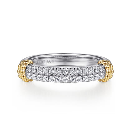 14K Yellow Gold and 925 Sterling Silver Bujukan White Sapphire Stackable Ring