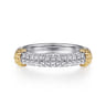 14K Yellow Gold and 925 Sterling Silver Bujukan White Sapphire Stackable Ring