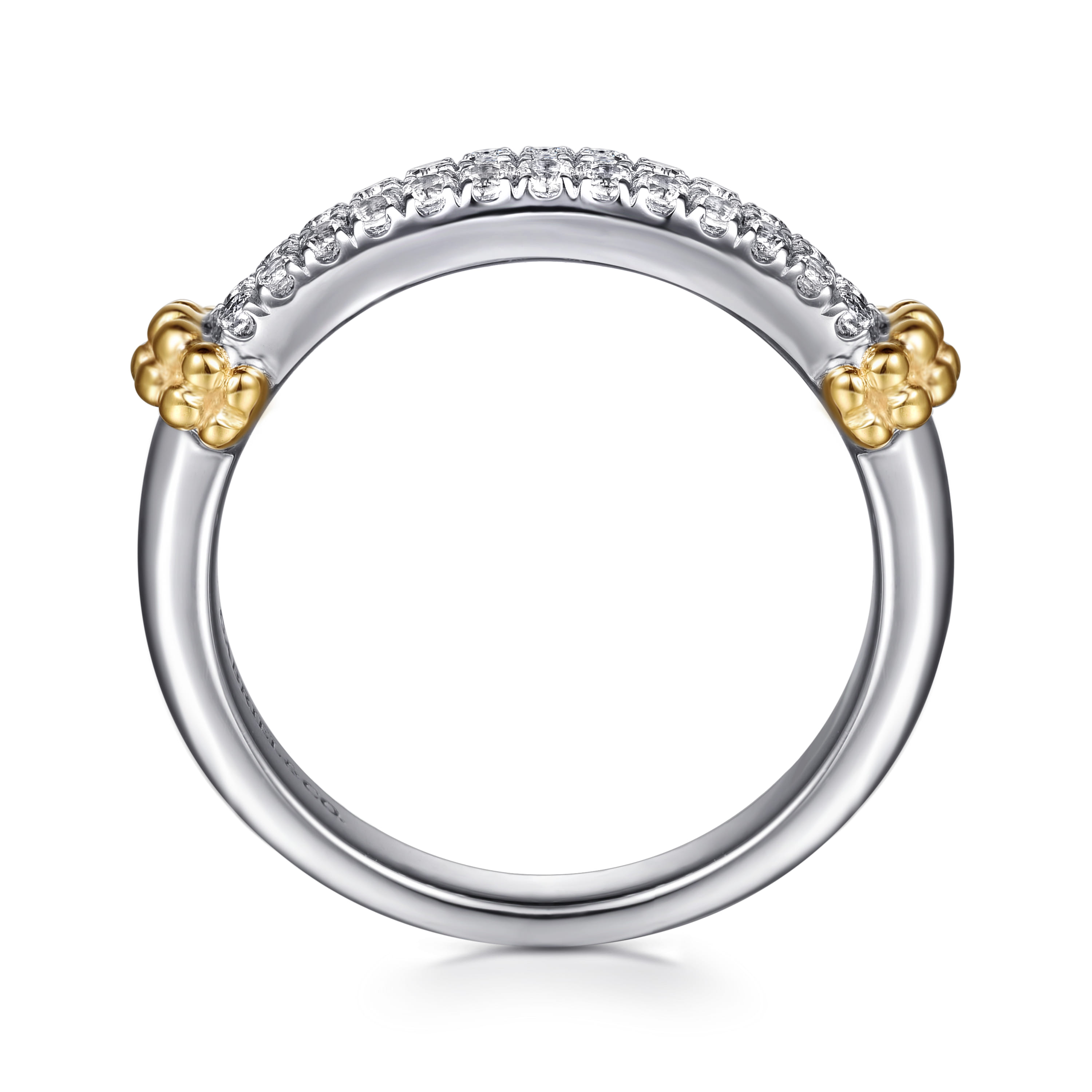 14K Yellow Gold and 925 Sterling Silver Bujukan White Sapphire Stackable Ring - Shot 2