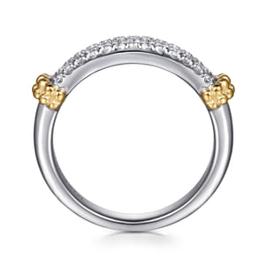 14K Yellow Gold and 925 Sterling Silver Bujukan White Sapphire Stackable Ring