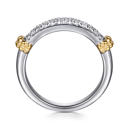 14K Yellow Gold and 925 Sterling Silver Bujukan White Sapphire Stackable Ring