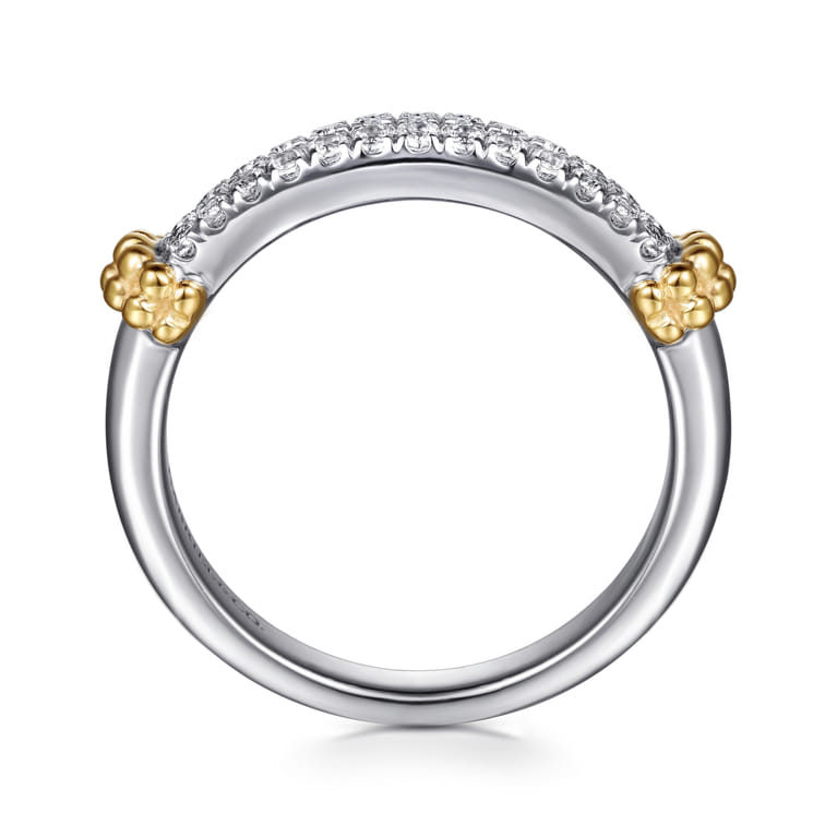 14K Yellow Gold and 925 Sterling Silver Bujukan White Sapphire Stackable Ring - Shot 2