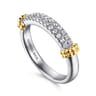 14K Yellow Gold and 925 Sterling Silver Bujukan White Sapphire Stackable Ring