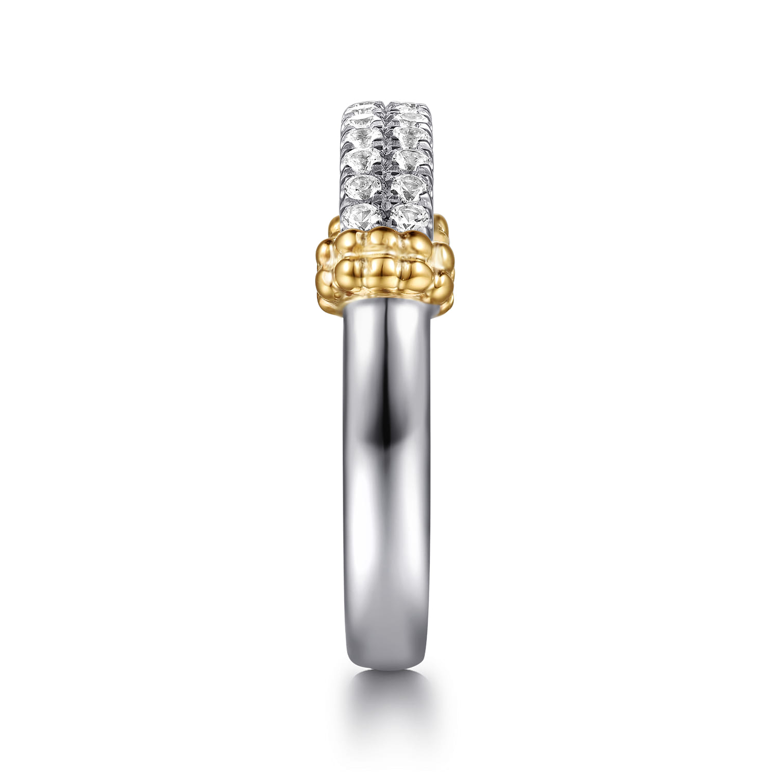 14K Yellow Gold and 925 Sterling Silver Bujukan White Sapphire Stackable Ring - Shot 4