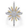 14K Yellow Gold and 925 Sterling Silver Bujukan White Sapphire Starburst Ladies Ring