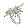 14K Yellow Gold and 925 Sterling Silver Bujukan White Sapphire Starburst Ladies Ring