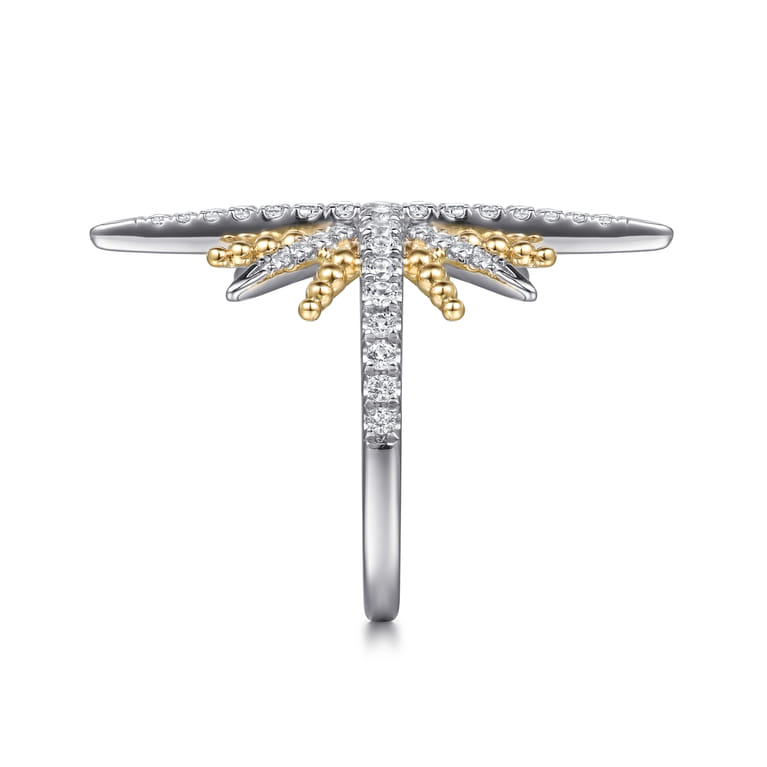 14K Yellow Gold and 925 Sterling Silver Bujukan White Sapphire Starburst Ladies Ring - Shot 4