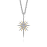 14K Yellow Gold and 925 Sterling Silver Bujukan White Sapphire Starburst Pendant Necklace