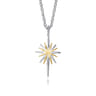 14K Yellow Gold and 925 Sterling Silver Bujukan White Sapphire Starburst Pendant Necklace