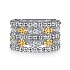 14K-Yellow-Gold-and-925-Sterling-Silver-Bujukan-White-Sapphire-Wide-Band-Ring1