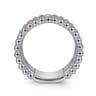 14K Yellow Gold and 925 Sterling Silver Bujukan White Sapphire Wide Band Ring