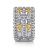 14K Yellow Gold and 925 Sterling Silver Bujukan White Sapphire Wide Band Ring
