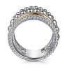 14K Yellow Gold and 925 Sterling Silver Bujukan Wide Band Ring