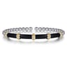 14K Yellow Gold and 925 Sterling Silver Bujukan and Bar Split Bangle Bracelet with Black Enamel