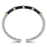 14K Yellow Gold and 925 Sterling Silver Bujukan and Bar Split Bangle Bracelet with Black Enamel