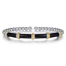 14K Yellow Gold and 925 Sterling Silver Bujukan and Bar Split Bangle Bracelet with Black Enamel