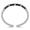 14K Yellow Gold and 925 Sterling Silver Bujukan and Bar Split Bangle Bracelet with Black Enamel