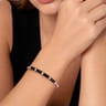 14K Yellow Gold and 925 Sterling Silver Bujukan and Bar Split Bangle Bracelet with Black Enamel