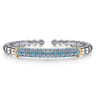 14K Yellow Gold and 925 Sterling Silver Bujukan and London Blue Topaz Bangle Bracelet
